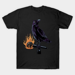 Burning microphone with black crow T-Shirt